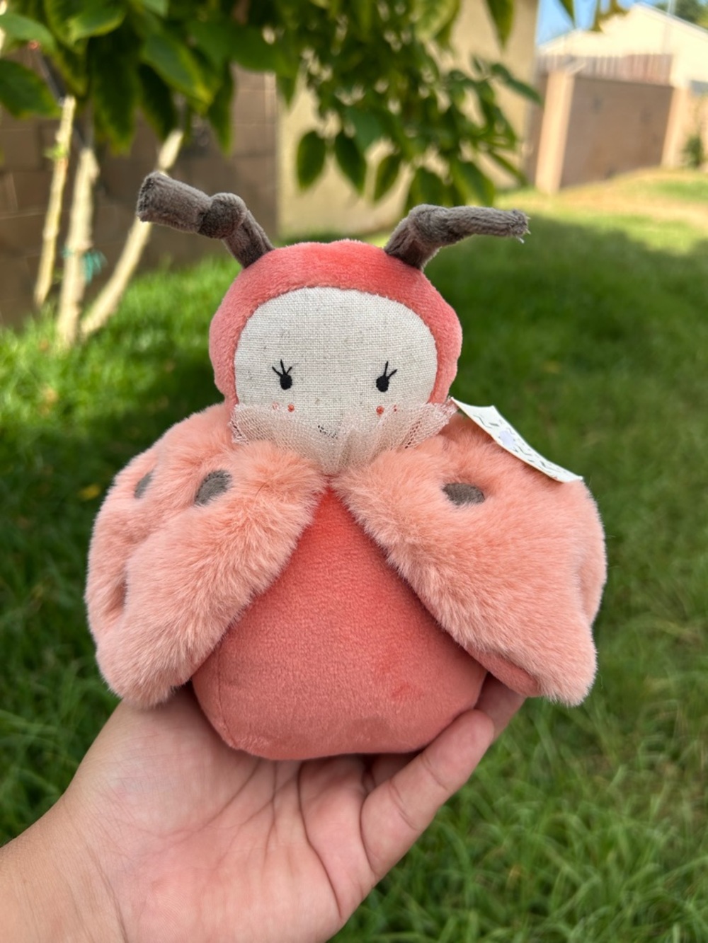 Mon Ami designs Pink Plush Ladybug Soft Cuddly Toy for Kids with chime